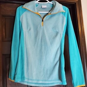Columbia M Pullover 1/4 Zip Blue and Orange